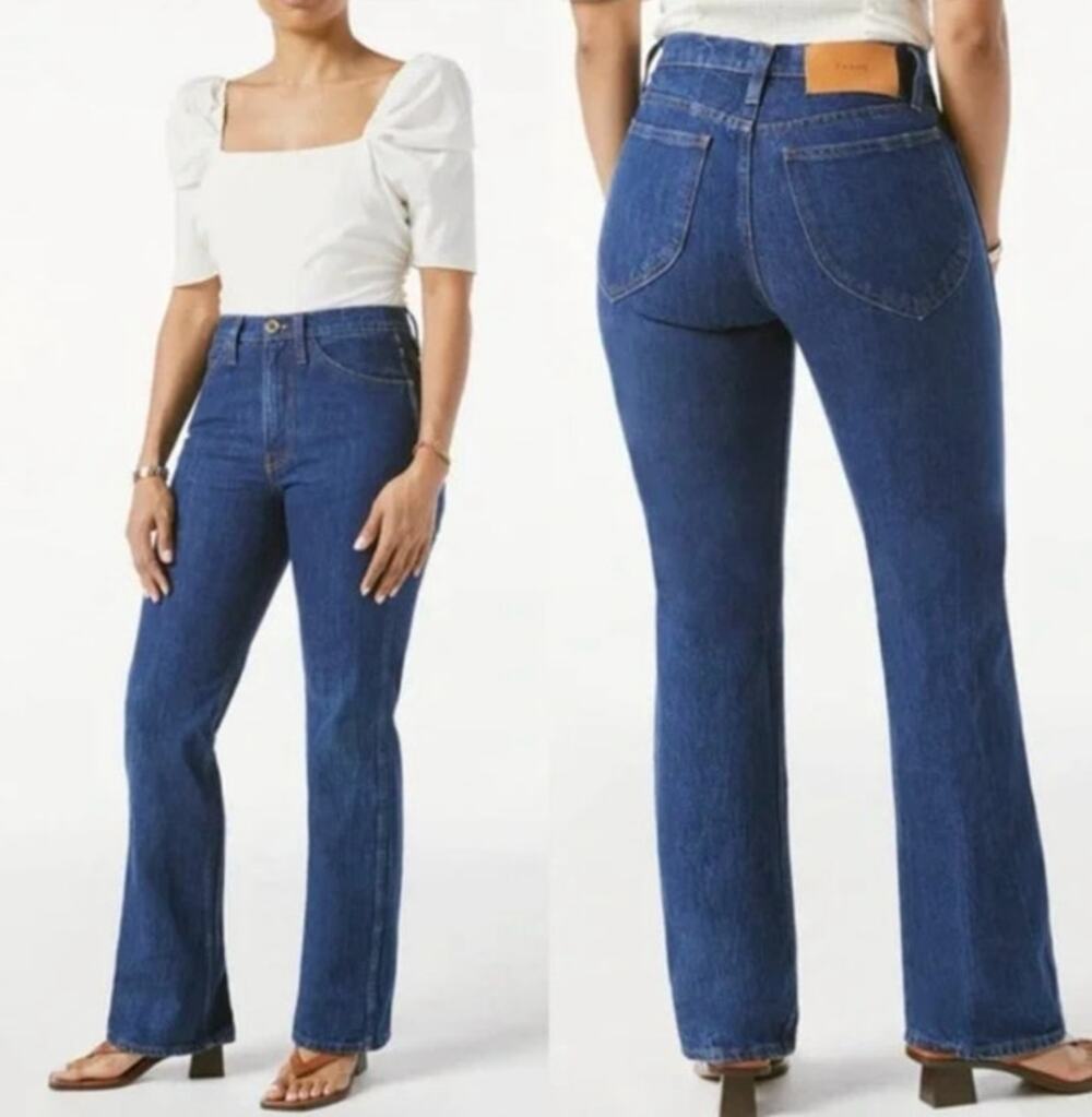 FRAME New Le Italien Pixie Flare Ankle Jeans Vintage Blue 26 Italy Y2K Preppy